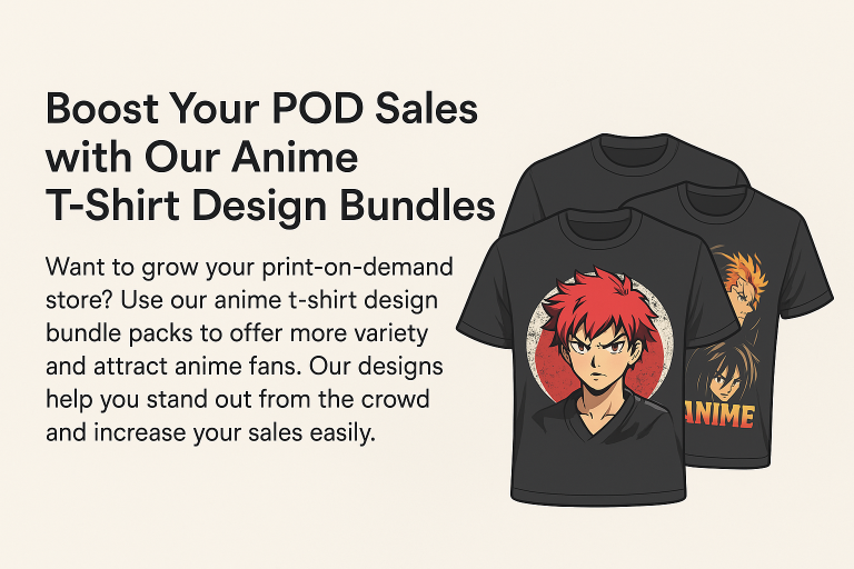 Anime t-shirt design bundle in PNG format